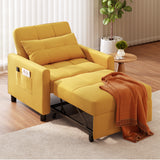 Asofer Sofa Bed Chair, 3 in 1 Convertible Futon Couch, Adjustable Backrest, Breathable and easy to clean, Yellow