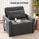 Asofer Sofa Bed Chair, 3 in 1 Convertible Futon Couch, Adjustable Backrest, Breathable and easy to clean, Dark Gray
