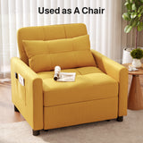 Asofer Sofa Bed Chair, 3 in 1 Convertible Futon Couch, Adjustable Backrest, Breathable and easy to clean, Yellow