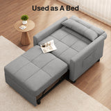 Asofer Sofa Bed Chair, 3 in 1 Convertible Futon Couch, Adjustable Backrest, Breathable and easy to clean, Gray