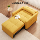 Asofer Sofa Bed Chair, 3 in 1 Convertible Futon Couch, Adjustable Backrest, Breathable and easy to clean, Yellow