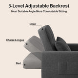 Asofer Sofa Bed Chair, 3 in 1 Convertible Futon Couch, Adjustable Backrest, Breathable and easy to clean, Dark Gray