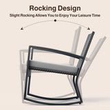 4 Pieces Patio Furniture Set, Rocking Rattan Conversation Set with Glass Table and Cushions，Outdoor Chairs Set for Garden, balcony, Yard, Poolside - Gray