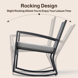 4 Pieces Patio Furniture Set, Rocking Wicker Modern Conversation Set with Tea Table for Home,Lawn,Balcony, Bistro - Gray