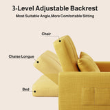 Asofer Sofa Bed Chair, 3 in 1 Convertible Futon Couch, Adjustable Backrest, Breathable and easy to clean, Yellow