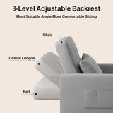 Asofer Sofa Bed Chair, 3 in 1 Convertible Futon Couch, Adjustable Backrest, Breathable and easy to clean, Gray