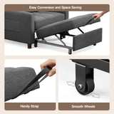 Asofer Sofa Bed Chair, 3 in 1 Convertible Futon Couch, Adjustable Backrest, Breathable and easy to clean, Dark Gray