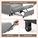 Asofer Sofa Bed Chair, 3 in 1 Convertible Futon Couch, Adjustable Backrest, Breathable and easy to clean, Gray
