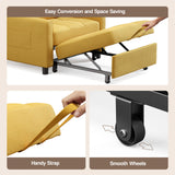 Asofer Sofa Bed Chair, 3 in 1 Convertible Futon Couch, Adjustable Backrest, Breathable and easy to clean, Yellow