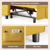 Asofer Sofa Bed Chair, 3 in 1 Convertible Futon Couch, Adjustable Backrest, Breathable and easy to clean, Yellow