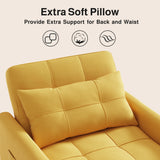 Asofer Sofa Bed Chair, 3 in 1 Convertible Futon Couch, Adjustable Backrest, Breathable and easy to clean, Yellow