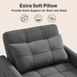 Asofer Sofa Bed Chair, 3 in 1 Convertible Futon Couch, Adjustable Backrest, Breathable and easy to clean, Dark Gray