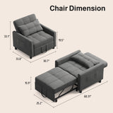 Asofer Sofa Bed Chair, 3 in 1 Convertible Futon Couch, Adjustable Backrest, Breathable and easy to clean, Dark Gray