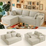 Jolifa Boneless Couch with Deep Seat, Modular Sectional Sofa with L-Shape Chaise£¬No Assembly Required, Begie