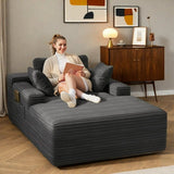 Jolifa Oversized Chaise lounge Chair Indoor, Lounge Sofa Bed with 3 Throw Pillows and Armrests for Living Room, No Assembly£¨Dark Grey£©
