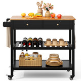 Kitchen Utility Cart with Drawer and Shelves for Home - Black