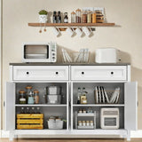 Kitchen Cabinet, Lofka 55" Buffet Sideboard Cabinet with 2 Drawers, 2 Shelves for Kitchen, Living Room, Grey+White