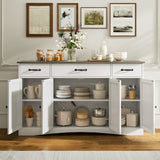 Kitchen Cabinet, Lofka Sideboard Buffet Cabinet with Storage – Plenty of Space | Spacious 55.1" W x 15.2" D x 31.9" H, White & Grey