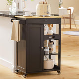 Kitchen Island Cart with Removable Tray, Lofka Kitchen Cart Microwave Cart with Drawer, Cabinet, Towel Rack, Hooks and 3 Open Storage Shelves