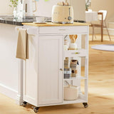 Kitchen Island Cart with Removable Tray, Lofka Kitchen Cart Microwave Cart with Drawer, Cabinet, Towel Rack, Hooks and 3 Open Storage Shelves