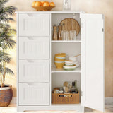 Kitchen Pantry Cabinet, 34" Small Food Pantry Storage Cabinet with Cutout Handles, White