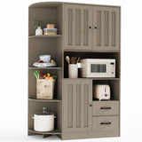 Kitchen Pantry Cabinet, 60.4" Farmhouse Pantry Storage, Freestanding Hutch with Doors & Shelves, Cupboard for Dining Room