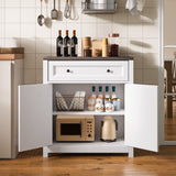 Kitchen Storage Cabinet, Lofka Farmhouse Coffee Bar Sideboard Buffet with Large Drawer & Adjustable Shelf for Kitchen, Living Room,White +Grey