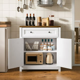 Kitchen Storage Cabinets, Lofka Farmhouse Coffee Bar with Large Drawer & Adjustable Shelves, Waterproof, White+Rustic Brown