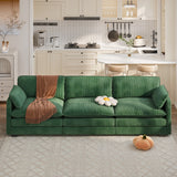 110'' Cloud Couch 3 Seater for Living Room Noelse Soft Deep Seat Sofa with Double Layer Upholstered Seat Cushion I shaped Sectional Couches with 2 Pillows for Living Room Bedroom and Apartment, Green