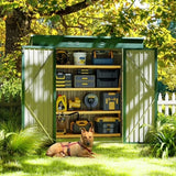 Asofer 6' x 4' Tool Shed Outdoor Storage Metal Shed with 2 Sliding and Lockable Door, Green