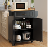 Kitchen Island Cart with Storage,Rolling Kitchen Island Side Table on Wheels with Worktop,Spice Rack ,Adjustable Shelves and Drawer for Kitchen,Dining Room - Blakc