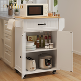 Kitchen Island Cart with Storage,Rolling Kitchen Island Side Table on Wheels with Worktop,Spice Rack ,Adjustable Shelves and Drawer for Kitchen,Dining Room - White