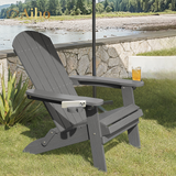 Folding Adirondack Chair, HIPS All-Weather Patio Chairs with Cup Holder,  for Patio Garden Backyard Lawn Outdoors Fire Pit - Gray