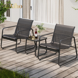 3 piece Patio Furniture Set with Coffee Table for Patio, Garden and Bistro - Black