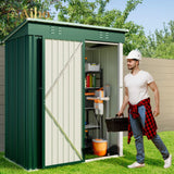 5'x 3'Outdoor Storage Shed with Lockable Door for Backyard Patio Lawn - Green