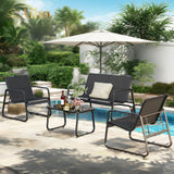 4 piece Patio Furniture Set with Coffee Table for Patio, Garden and Bistro - Black