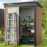 5'x 3' Metal Outdoor Storage with Lockable Door for Patio Lawn Garden - LLight Brown