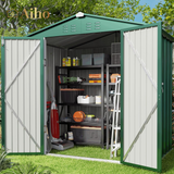 6' x 4' Metal Outdoor Storage Shed with Double Lockable Doors - Green