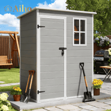 Aiho 5 X 3 Ft Outdoor Storage Shed, Watheproof Metal Garden Shed with Floor & Lockable Door, Perfect for Backyard, Garden, Gray