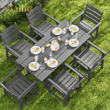 7-Piece HIPS Patio Furniture Set with Umbrella Hole, Outdoor Dining Set for 6, Patio Table and Chairs set for Patio, Lawn, Backyard, Garden, Poolside - Grey