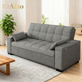 Aiho Convertible Sofa Bed with Storage Armrest & Adjustable Backrest, Pull out Sofa Bed for Living Room, Bedroom, Dark Gray