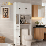 Over the Toilet Storage Cabinet , Aiho 70.3" H Bathroom Storage Cabinet Above Toilet with Adjustable Shelves & 5 Doors, Perfect for Bathroom, Laundry, White