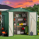 6' x 4' Outdoor Storage Shed with Lockable Door, Aiho Metal Garden Shed, House Storage Sheds Outdoor for Backyard, Garden & Patio Organization - Green