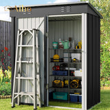 5'x 3'Outdoor Storage Shed with Lockable Door for Backyard Patio Lawn - Dark Gray