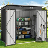 6' x 4' Outdoor Storage Shed with Double Lockable Doors - Gray