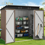 6' x 4' Outdoor Storage Shed with Double Lockable Doors for Backyard Patio Lawn - Light Brown