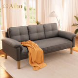 67” Sofa Couch with Soft Armrest Small Loveseat Sofa with 3 Comfy Pillows for Living Room, Bedroom, Office and Small Spaces - Dark Gray