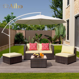 Aiho All-Weather 5 Pieces Outdoor Sectional Sofa with PE Rattan, Outdoor Patio Furniture Set with Soft Cushions and Coffee Table, For Backyard, Porch, Balcony, Poolside, Garden, Patio-Beige