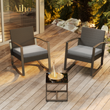 Aiho outdoor rocking chairs set of 3 with PE Wicker, All-Weather outdoor patio furniture set with a Tempered Glass Table and Soft cushions, For Outdoor Garden, Backyard, Poolside, Balcony, Patio and Porch-Gray