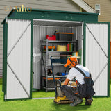 6' x 4' Outdoor Storage Shed with Double Lockable Doors for Backyard Patio Lawn - Green
